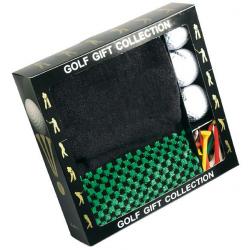 GeschenkSet mit Putztuch drei Golfbällen und Holztees