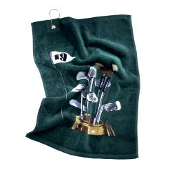 Golfputztuch mit GolfbagMotiv grün