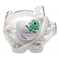 Acrylsparschwein Good Luck weiß 1 Ball 30 Tees Ballmarker